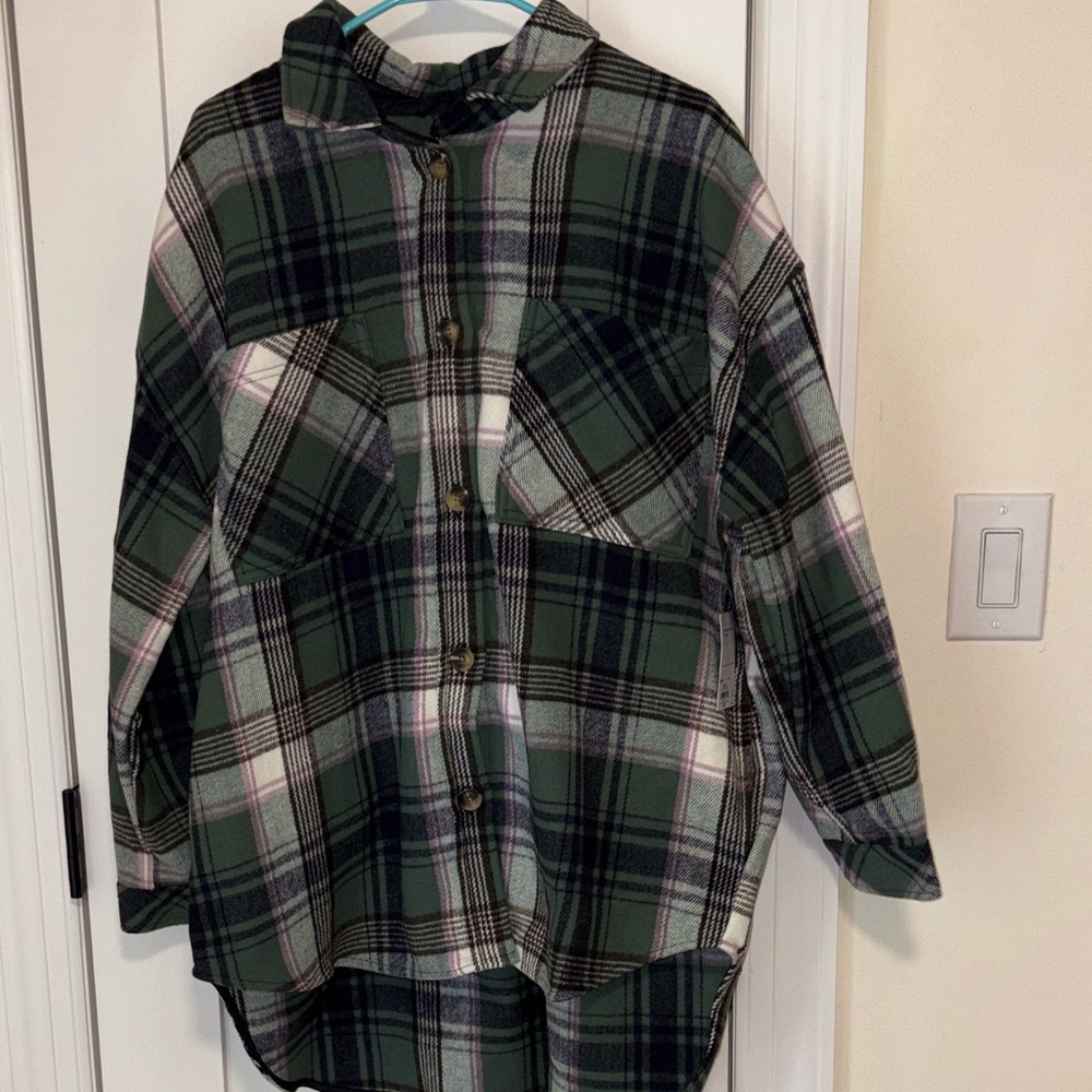 Kohl's Green Multi Plaid Shacket